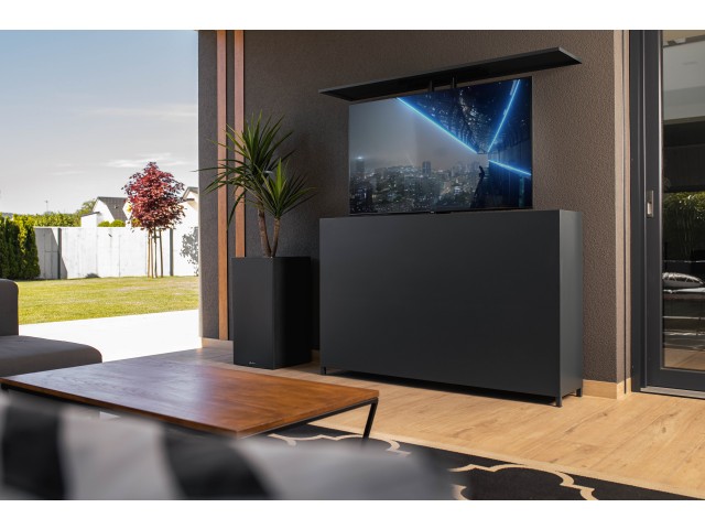 Outdoor TV lift cabinet - powder-coated aluminum in anthracite - RAL 7016