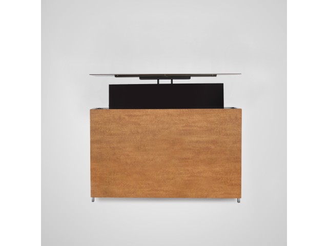 Outdoor TV lift cabinet - compact laminate in wood decor