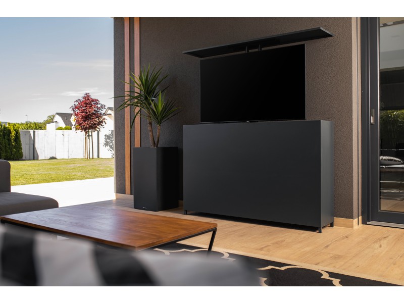 Outdoor TV lift cabinet - powder-coated aluminum in anthracite - RAL 7016