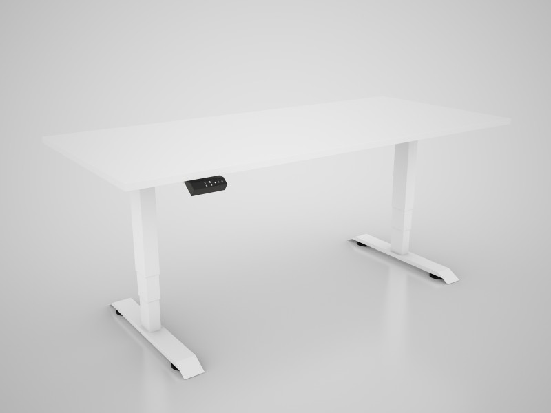 Hight-adjustable table with table top in decor white - 1600 x 800 mm, white base