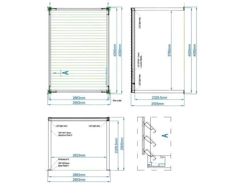 Bioclimatic pergola 4 m x 2.86 m; dark grey