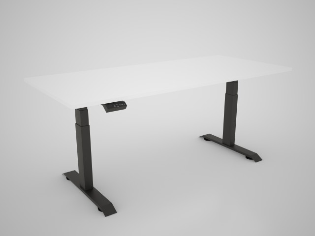 Hight-adjustable table with table top in decor white - 1800 x 800 mm, black base