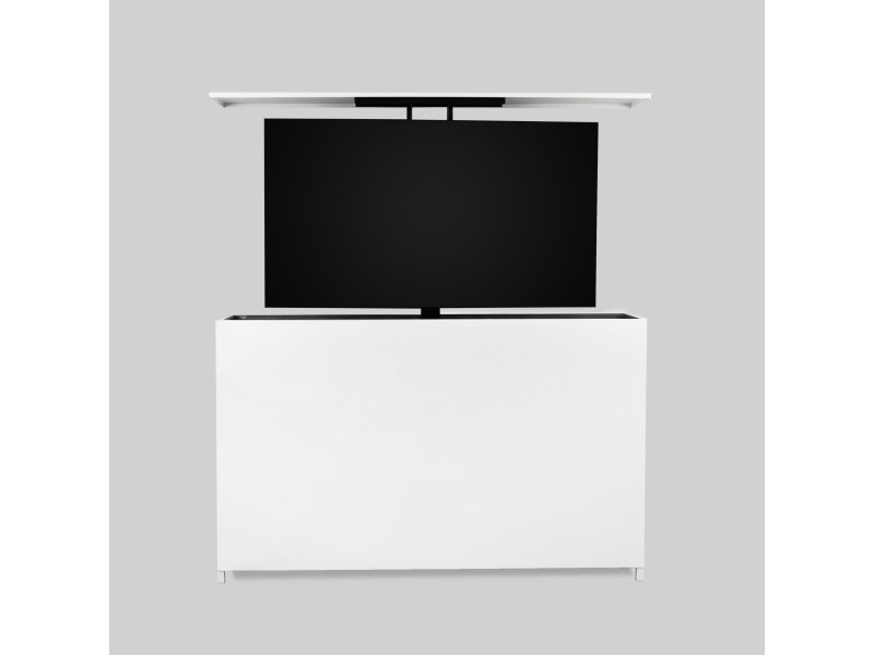 Outdoor TV lift cabinet - powder-coated aluminum in white - RAL 9003