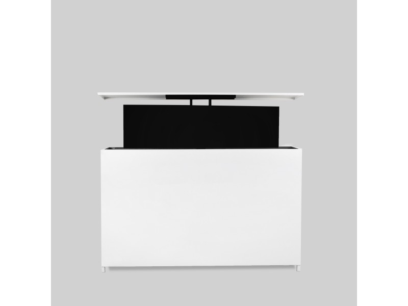 Outdoor TV lift cabinet - powder-coated aluminum in white - RAL 9003